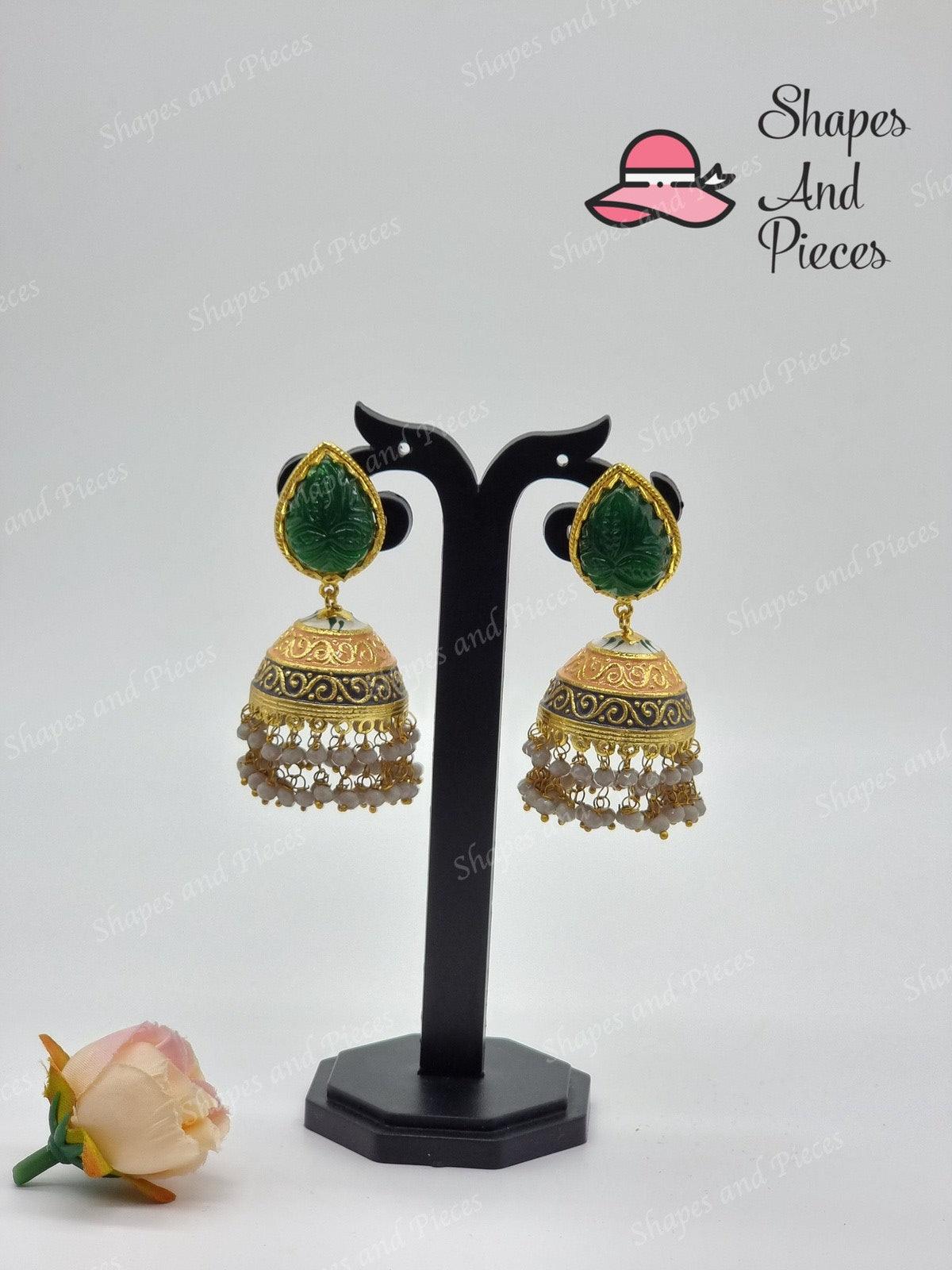 Tear Drop Meenakari Jhumka - Shapes and Pieces