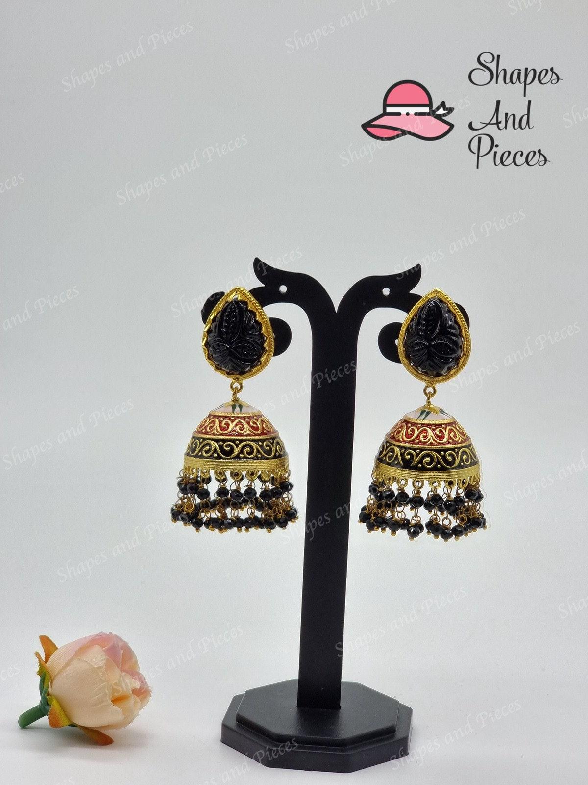 Tear Drop Meenakari Jhumka - Shapes and Pieces