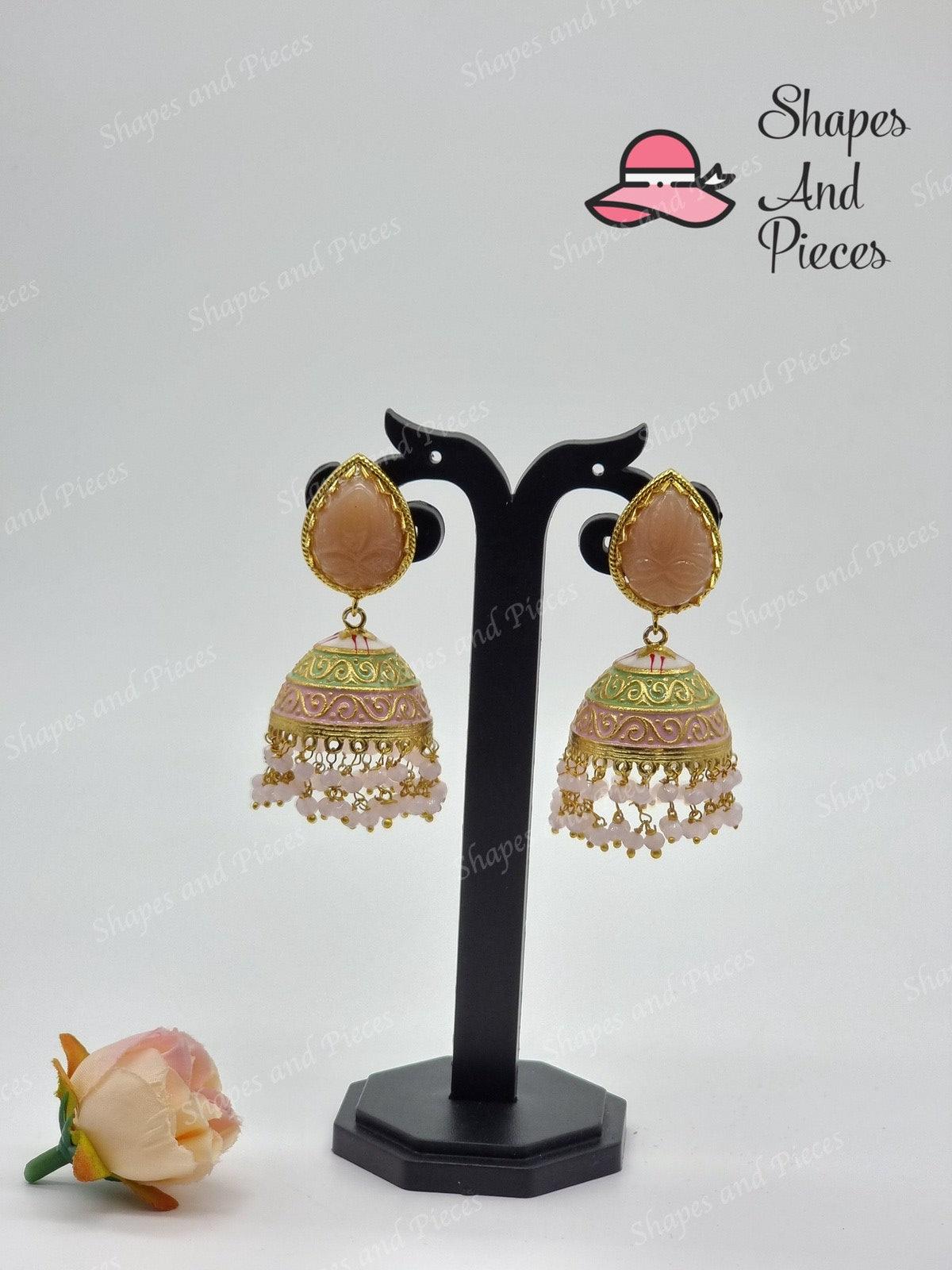 Tear Drop Meenakari Jhumka - Shapes and Pieces