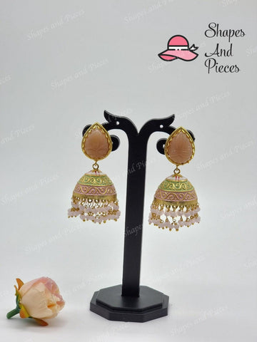 Tear Drop Meenakari Jhumka - Shapes and Pieces