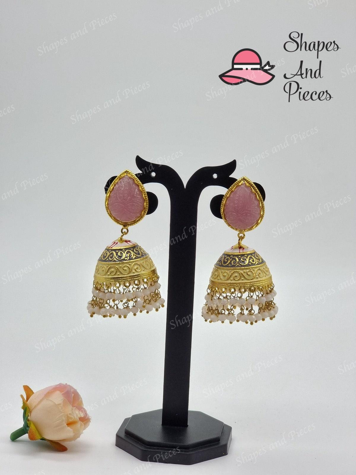 Tear Drop Meenakari Jhumka - Shapes and Pieces