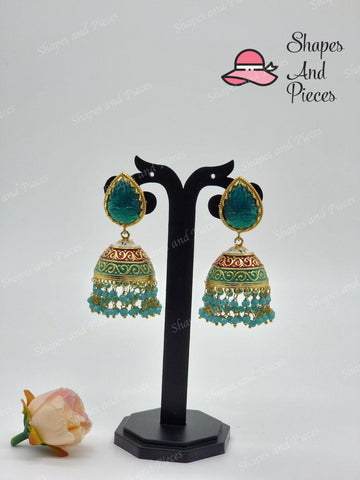 Tear Drop Meenakari Jhumka - Shapes and Pieces