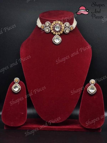 Uncut Kundan Necklace Set - Shapes and Pieces