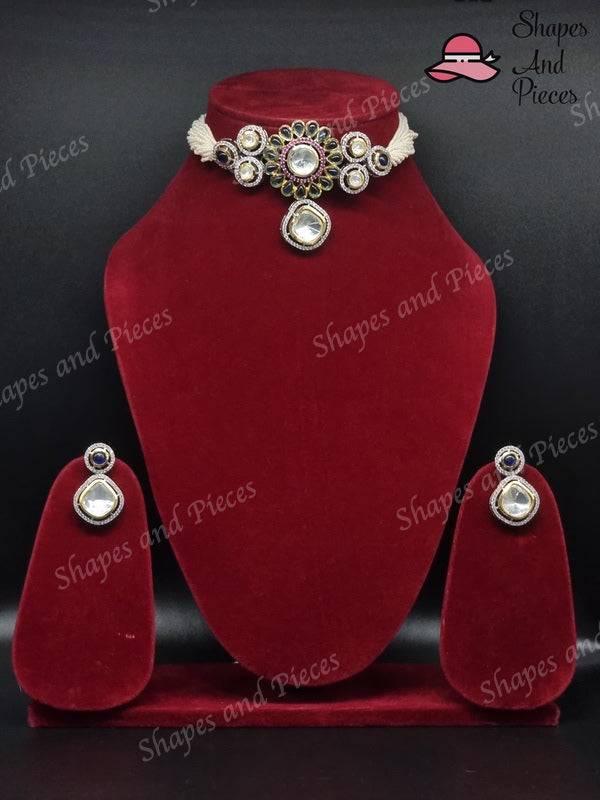 Uncut Kundan Necklace Set - Shapes and Pieces